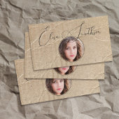 Carte De Visite Script & Grunge Social Media QR Code photo unique