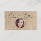 Carte De Visite Script & Grunge Social Media QR Code photo unique (Devant)