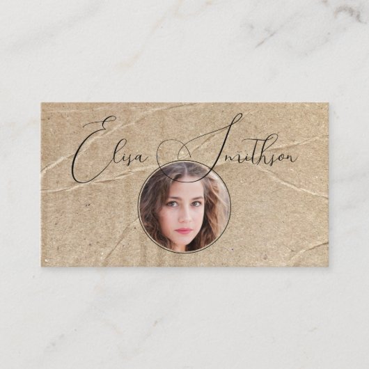 Carte De Visite Script & Grunge Social Media QR Code photo unique (Devant)