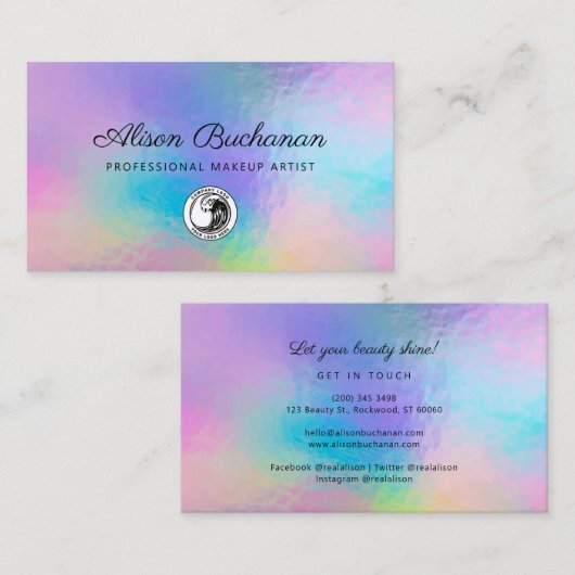 Carte De Visite Script holographique Propriétaire d'entreprise mod (Devant / Derrière)