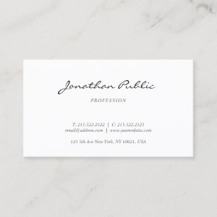 Carte De Visite Script italique créatif Design moderne Plaine tend