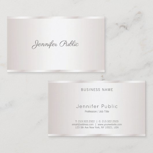 Carte De Visite Script libre créatif Glam moderne Plain Luxe (Devant / Derrière)