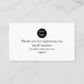 Carte De Visite Script Logo Thank You Card for Your Support Busine (Dos)