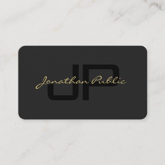 Carte De Visite Script main Black & Gold Luxurious Premium Pearl (Devant)