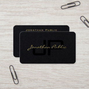 Carte De Visite Script main couleur or Luxuriant Premium noir