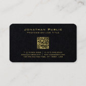 Carte De Visite Script main couleur or Luxuriant Premium noir (Dos)