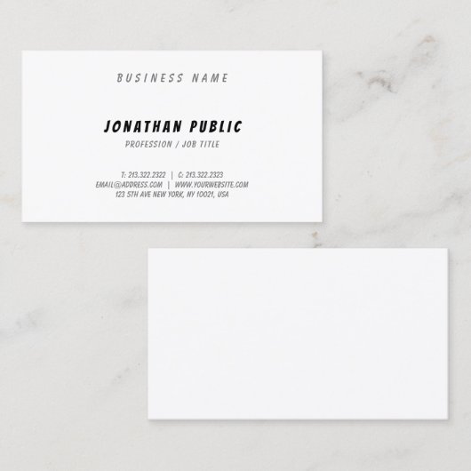 Carte De Visite Script Main élégant moderne lisse Plutôt simple (Devant / Derrière)