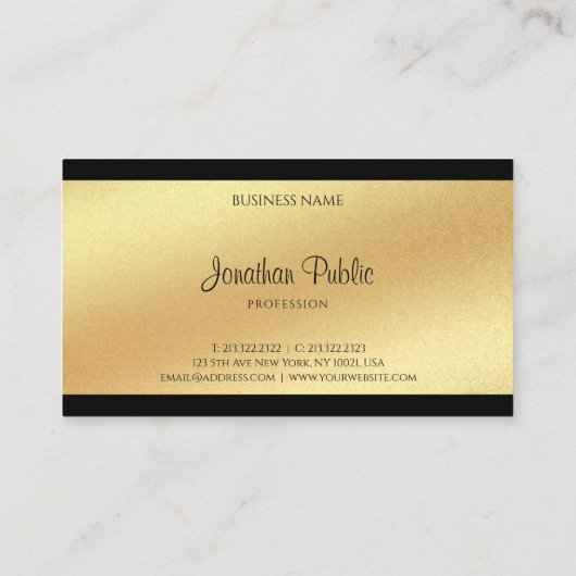 Carte De Visite Script main Faux Or moderne Texte Cool Calligraphi (Dos)