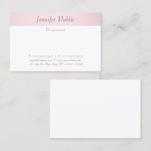 Carte De Visite Script main moderne élégant Rose Or tendance Simpl (Devant / Derrière)