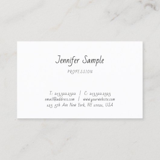 Carte De Visite Script main moderne Modèle professionnel simple (Dos)