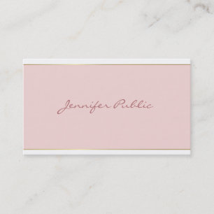 Carte De Visite Script main Texte Blush rose or Modèle élégant