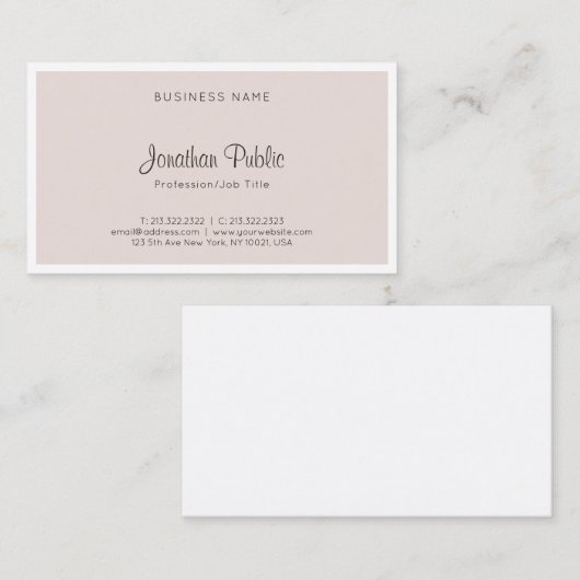 Carte De Visite Script manuel moderne Simple professionnel élégant (Devant / Derrière)