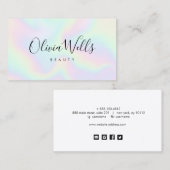 Carte De Visite Script manuscrit Abstrait Iridescente (Devant / Derrière)