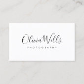 Carte De Visite Script manuscrit blanc simple Icônes de médias soc (Devant)