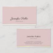 Carte De Visite Script manuscrit Blush Pink Or tendance Plain (Devant / Derrière)