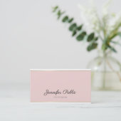 Carte De Visite Script manuscrit Blush Pink Or tendance Plain (Debout devant)