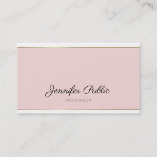 Carte De Visite Script manuscrit Blush Pink Or tendance Plain
