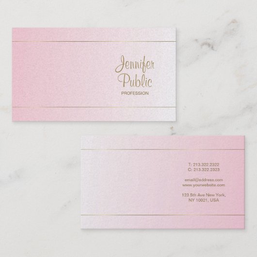 Carte De Visite Script manuscrit Calligraphie Glamor Luxe (Devant / Derrière)