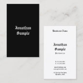 Carte De Visite Script manuscrit classique noir blanc Retro look (Devant / Derrière)