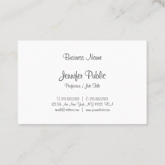 Carte De Visite Script manuscrit cool Élégant Calligraphie moderne (Dos)