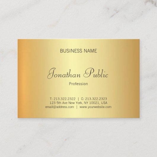 Carte De Visite Script manuscrit Creative Faux Gold Professional (Devant)
