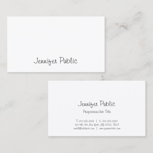 Carte De Visite Script manuscrit de création moderne assez propre (Devant / Derrière)