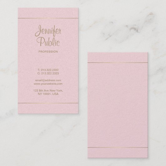 Carte De Visite Script manuscrit Design Design Design Luxe Moderne (Devant / Derrière)