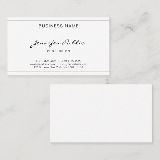 Carte De Visite Script manuscrit Design élégant et élégant (Devant / Derrière)