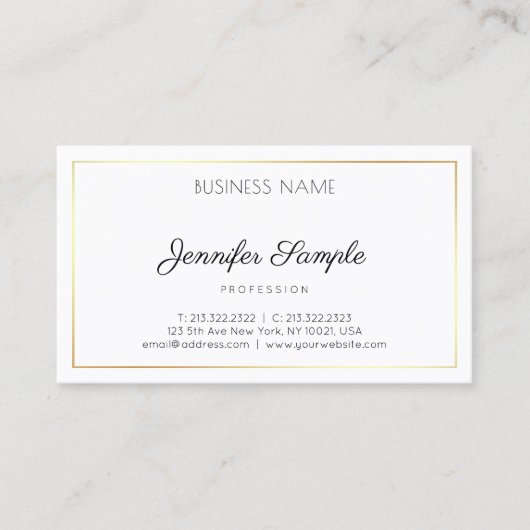 Carte De Visite Script manuscrit Design moderne Élégant Plain (Devant)