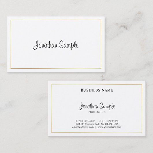 Carte De Visite Script manuscrit Design tendance élégant Plain (Devant / Derrière)