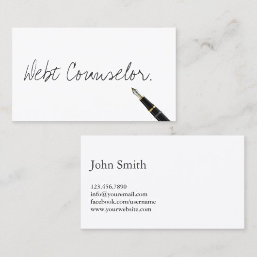 Carte De Visite Script manuscrit du conseiller en dette (Devant / Derrière)