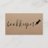 Carte De Visite Script manuscrit du gardien de livres Rustic Kraft (Devant)