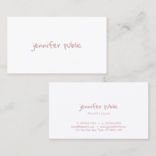 Carte De Visite Script manuscrit élégant moderne Modèle simple (Devant / Derrière)