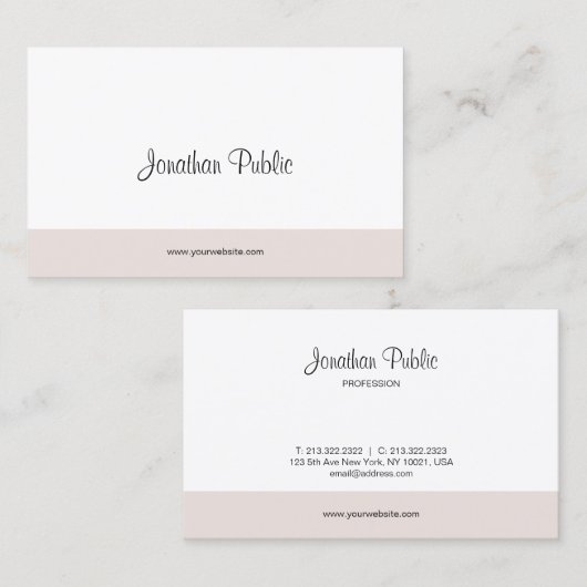Carte De Visite Script manuscrit Élégant Simple Modèle moderne (Devant / Derrière)