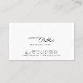 Carte De Visite Script manuscrit Élégant Simple Moderne Chic (Dos)