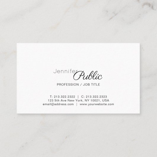 Carte De Visite Script manuscrit Élégant Simple Moderne Chic (Dos)