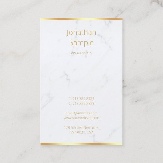 Carte De Visite Script manuscrit en marbre or élégant Classy (Dos)