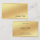 Carte De Visite Script manuscrit Faux Gold Calligraphie créative (Devant / Derrière)