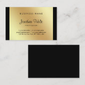 Carte De Visite Script manuscrit Glamor Black Gold Luxe élégant (Devant / Derrière)