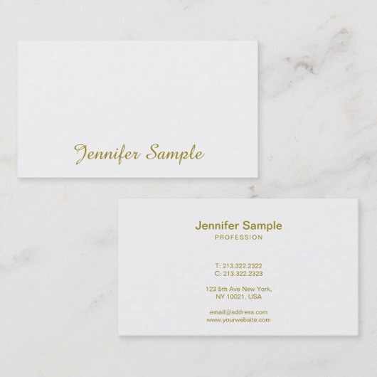 Carte De Visite Script manuscrit Gold Calligraphie Design tendance (Devant / Derrière)