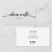 Carte De Visite Script manuscrit Gris Professionnel Simple (Devant / Derrière)