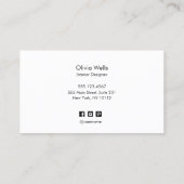 Carte De Visite Script manuscrit Gris Professionnel Simple (Dos)