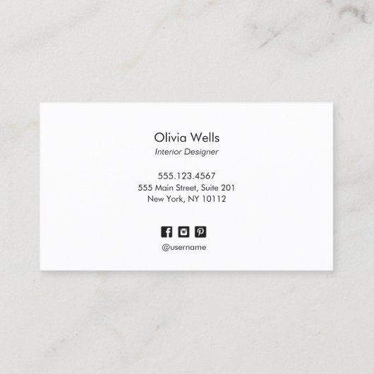 Carte De Visite Script manuscrit Gris Professionnel Simple (Dos)