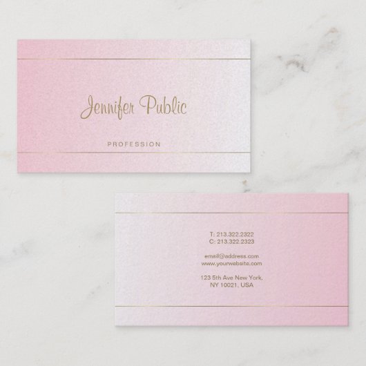 Carte De Visite Script manuscrit Luxueux Glamor Calligraphie (Devant / Derrière)