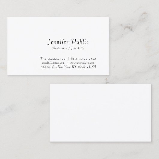 Carte De Visite Script manuscrit moderne Design simple Élégant (Devant / Derrière)