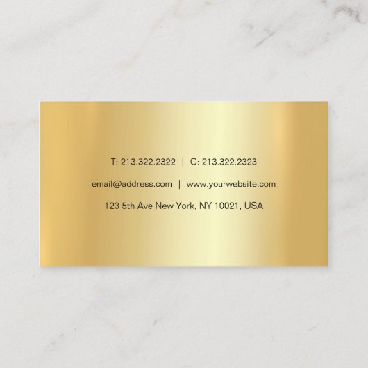 Carte De Visite Script manuscrit Moderne Elegant Modèle Or (Dos)