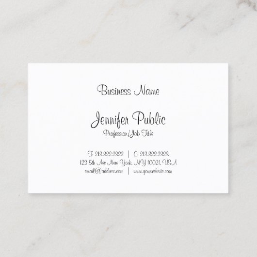 Carte De Visite Script manuscrit moderne élégant propre tendance (Dos)