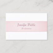 Carte De Visite Script manuscrit moderne élégant Rose or blanc (Devant)