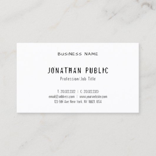 Carte De Visite Script manuscrit moderne Élégant Simple Plain Top (Devant)