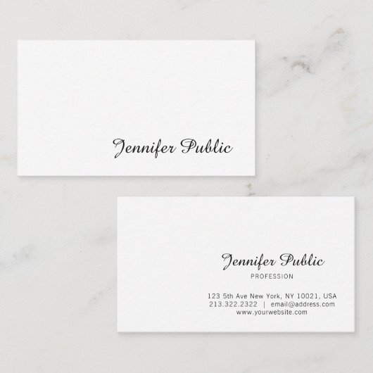 Carte De Visite Script manuscrit moderne sophistiqué élégant (Devant / Derrière)